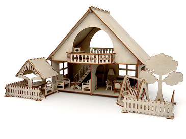 Конструктор-кукольный домик. Летний дом с беседкой и качелями, 44x29x35 ХэппиДом