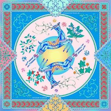 Платок Северное сияние, 90x90, Nina Ruchkina
