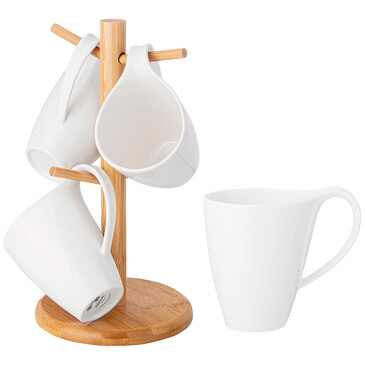 Набор кружек на дер. подставке (4 шт., 380 мл, 13х8,5х10,5 см) Lefard