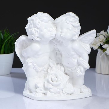 Фигура Ангел и Фея с розой белый 12х26х24 см Хорошие сувениры