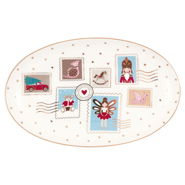 Блюдо сервировочное Xmas letter white small Greengate