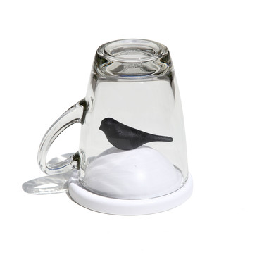Чашка с крышкой Sparrow, белая с черным Qualy