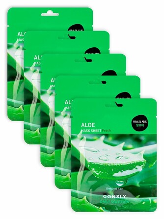 Набор (5 шт.) Маска для лица тканевая с экстрактом алоэ Consly
