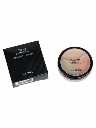 Консилер cover perfection triple pot concealer 03 correct up beige,  The Saem