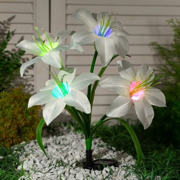 Светильник садовый на солнечной батарее Лилия белая, 80 см Luazon Lighting