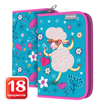 Пенал-книжка с наполнением 135x205x30мм Flower Sheep ErichKrause