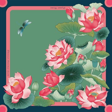 Платок Лебединое озеро лотосов, 65x65, Nina Ruchkina