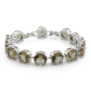 Браслет из султанита Католина, покрытие родий, длина 16,5 см Агат77