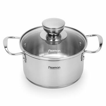 Кастрюля Mini Cook 14x7,5 см, 1,1 л со стеклянной крышкой (нерж. сталь) Fissman