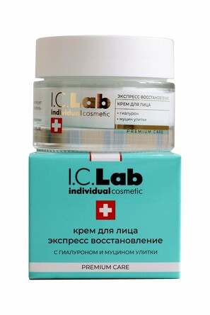 Крем для лица экспресс восстановление с гиалуроном и муцином улитки для кожи лица и век Premium care, 50 мл I.C.Lab