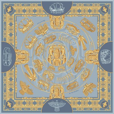 Платок Пермский звериный стиль, 90x90, Nina Ruchkina
