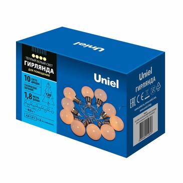 Гирлянда светодиодная Лампочки, на батарейках 3AA, 1,8 м, 10 светодиодов Uniel