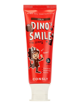 Детская гелевая зубная паста Dino's Smile c ксилитом и вкусом колы, 60 г Consly