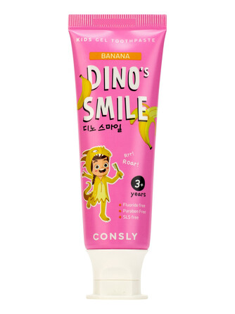 Детская гелевая зубная паста Dino's Smile c ксилитом и вкусом банана, 60 г Consly