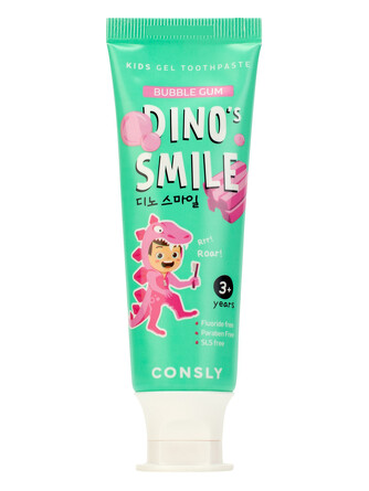 Детская гелевая зубная паста Dino's Smile c ксилитом и вкусом жвачки, 60 г Consly