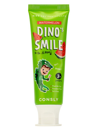 Детская гелевая зубная паста Dino's Smile c ксилитом и вкусом арбуза, 60 г Consly