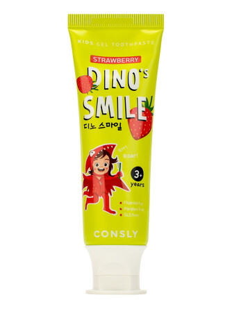 Детская гелевая зубная паста Dino's Smile c ксилитом и вкусом клубники, 60 г Consly