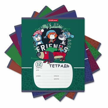 Комплект тетрадей (10 шт.) Adventure Friends, 12 листов, клетка  ErichKrause