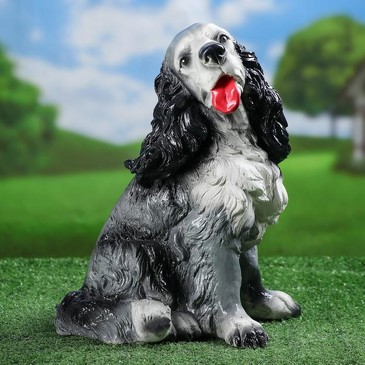 Садовая фигура Собака Спаниель, серая, 34 см  Premium Gips