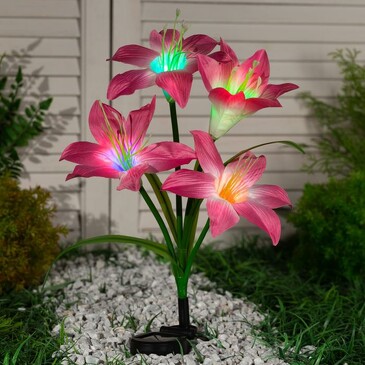 Светильник садовый на солнечной батарее Лилия розовая, 80 см Luazon Lighting