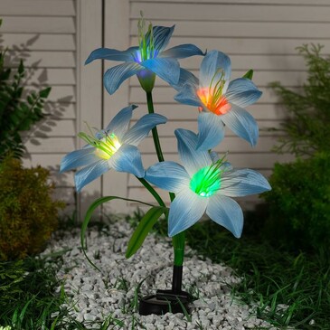 Светильник садовый на солнечной батарее Лилия синяя, 80 см Luazon Lighting
