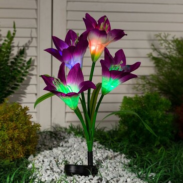 Светильник садовый на солнечной батарее Лилия фиолетовая, 70 см Luazon Lighting