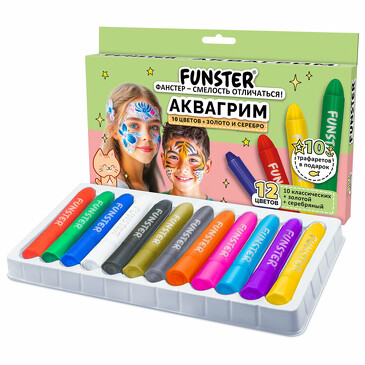 Аквагрим для лица и тела 12 цветов Funster
