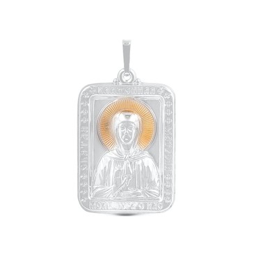 Подвеска-икона из родированного серебра с золочением - св.Матрона Tivoli