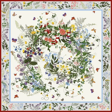 Платок Полевой букет, 90x90, Nina Ruchkina