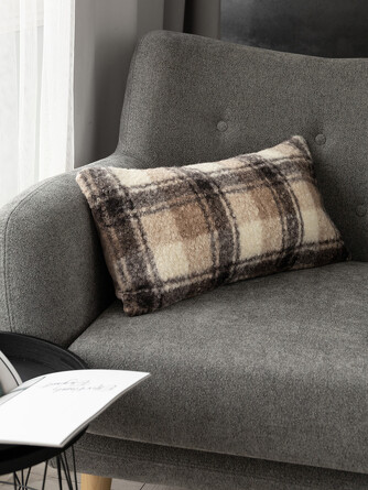 Подушка декоративная 30х60 букле клетка на молнии DeNastia