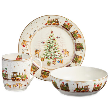 Набор посуды C Новым Годом (3 пр.: салатник 800 мл, тарелка 19 см, кружка 400 мл) Lefard