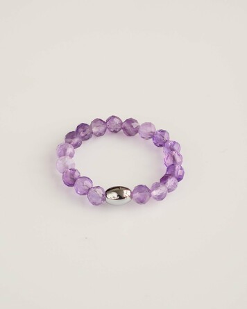 Кольцо из натурального аметиста со вставкой из гематита. Сиреневый рассвет Little Mystery