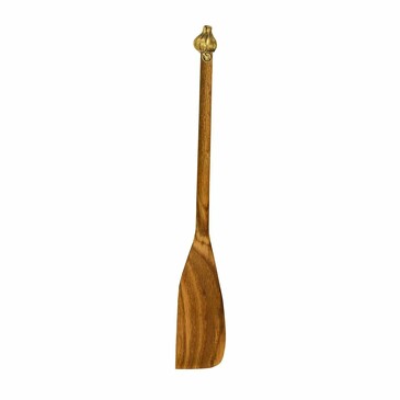 Лопатка деревянная с латунной накладкой узкая Чеснок Кольчугинский мельхиор