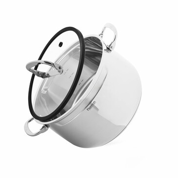 Кастрюля IRON ELEGANCE 24x15 см / 6,3л со стеклянной крышкой (нерж.сталь) Fissman