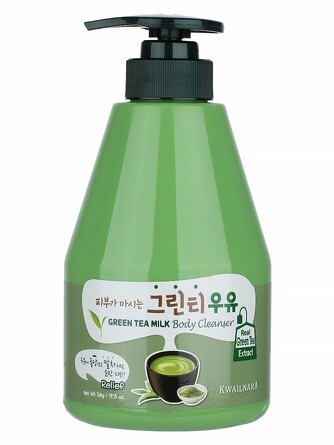 Гель для душа с ароматом зеленого чая Kwailnara Green Tea Milk Body Cleanser 560 гр Welcos