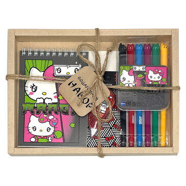 Набор (блокнот Hello Kitty Manga, А6, 60 листов, набор цветных гелевых ручек 6 шт., корректор-лента) Centrum