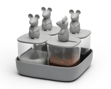 Набор банок для сыпучих продуктов Lucky Mouse Seasoning, 4 шт Qualy