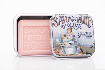 Мыло с розой в металлической коробке Ванна, 100 гр. La Savonnerie de Nyons