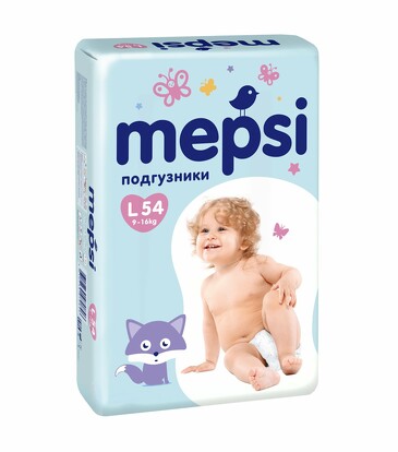 Детские подгузники L (9-16кг), 54 шт. Mepsi