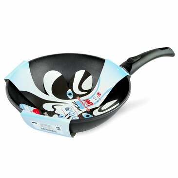 Сковорода антипригарная, литая Вок 30 см (съемная ручка) Титан 480 Нева металл посуда