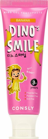 Паста зубная гелевая детская dino's smile с ксилитом и вкусом банана, 60 гр Consly
