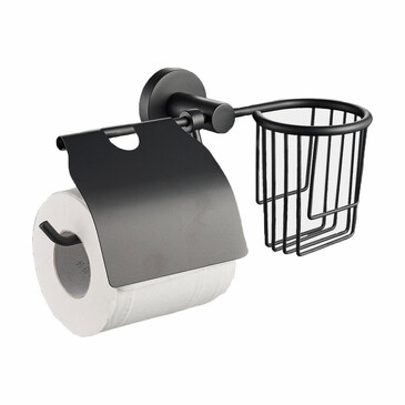 Держатель для туалетной бумаги с корзиной Black 12х26х13,5 см Raindrops