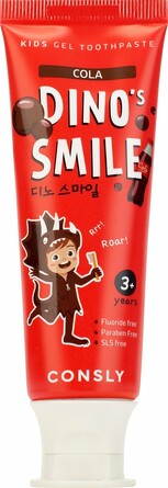 Паста зубная гелевая детская dino's smile с ксилитом и вкусом колы, 60 гр Consly