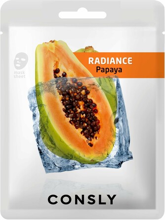 Маска тканевая выравнивающая тон кожи с экстрактом папайи papaya radiance 20 мл Consly