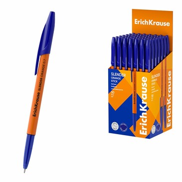 Ручка шариковая (50 шт.) Slender® Stick Orange 0.7, Super Glide Technology, цвет чернил синий ErichKrause