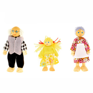 Набор кукол Дедушка-бабушка-внучка (3 шт.) Развивающие деревянные игрушки