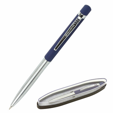Ручка подарочная шариковая ottava серебро-синий Brauberg