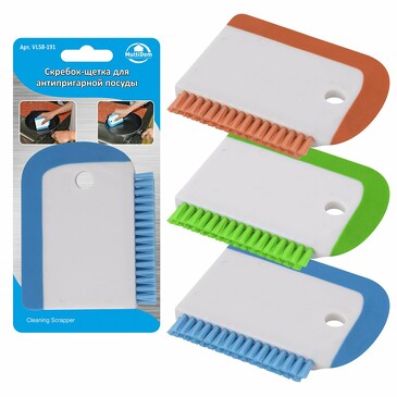 Скребок-щетка для антипригарной посуды, цвет в ассортименте Мультидом