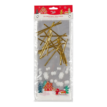 Набор пакетов для сладостей Xmas Gingerbread Snow 12.5x28.5 см, 20 шт, с завязками Tala