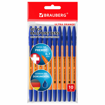 Ручки шариковые ultra 10 шт Brauberg